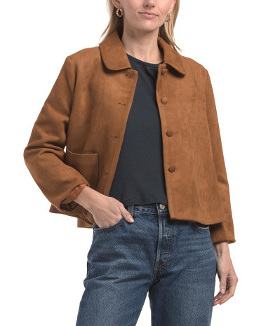 Faux Suede Peter Pan Collar Jacket | TJ Maxx