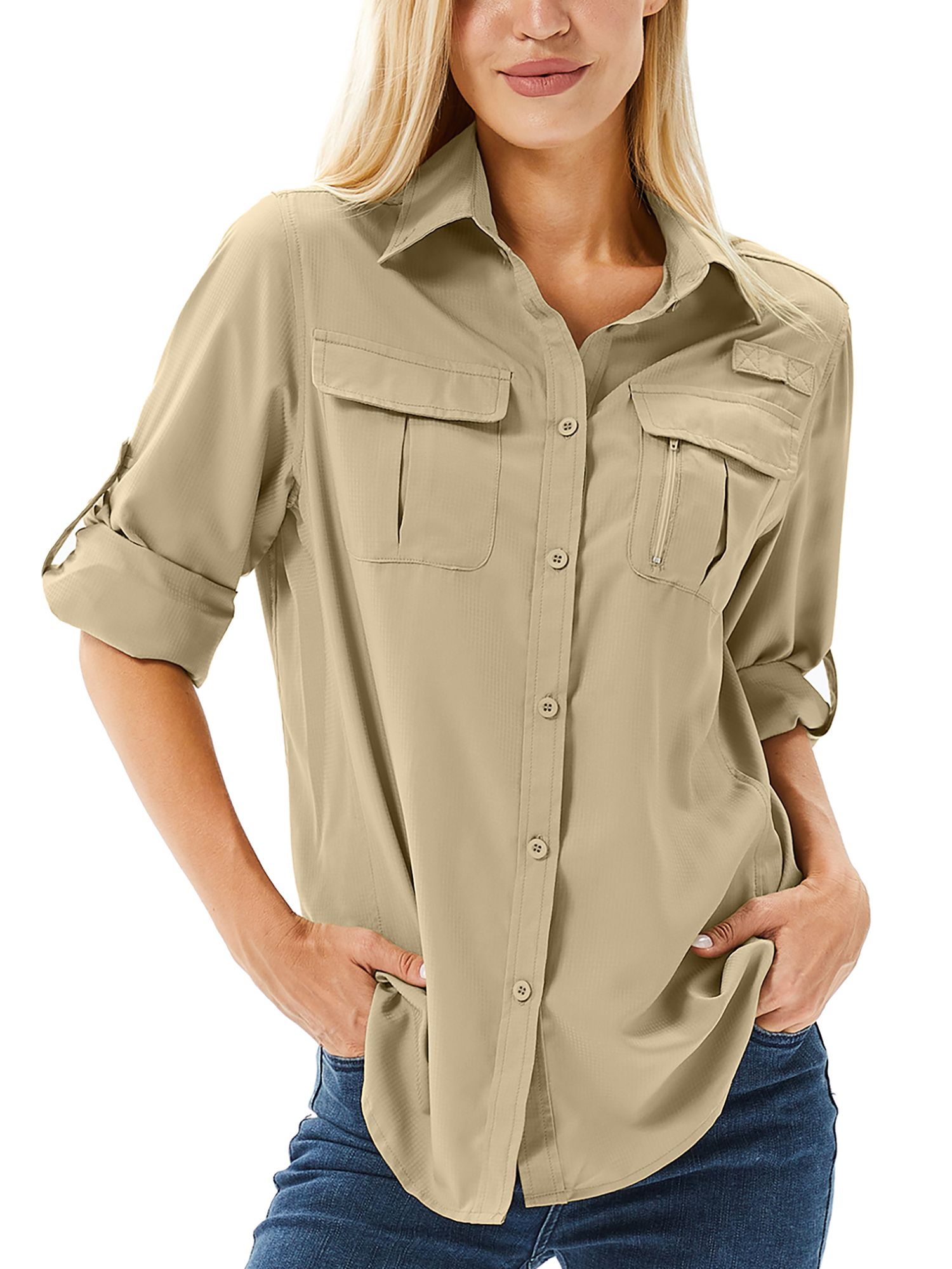 Jessie Kidden Long Sleeve Casual Shirts for Women Button Down Quick Dry Hiking Fishing Gardening ... | Walmart (US)