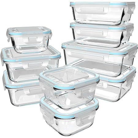 Razab 35 Pc Set Glass Food Storage Containers with Lids - Glass Meal Prep Containers Airtight Gla... | Amazon (US)