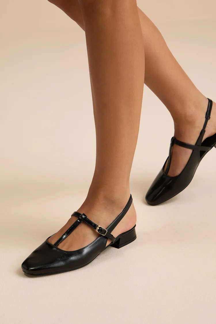 Shai Black Slingback Low Heel Mary Janes | Lulus