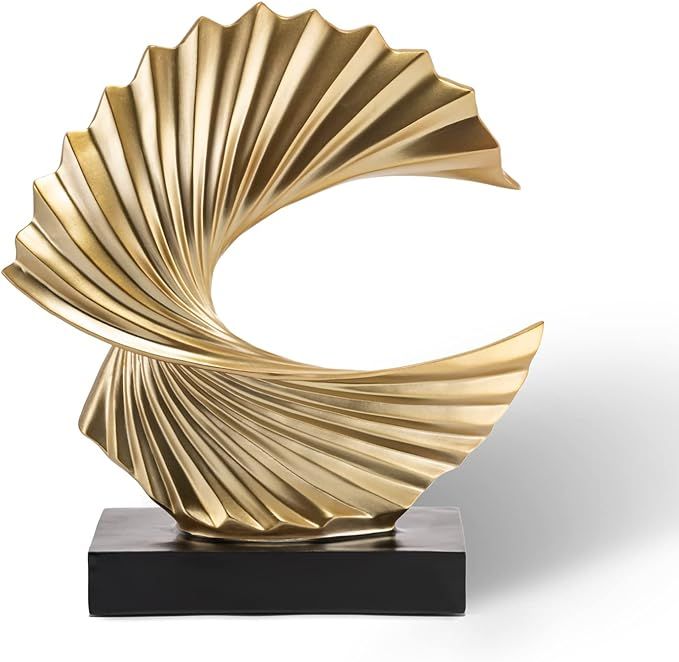 Gold Wave Resin Statue Modern Abstract Home Decor Accents | Amazon (US)