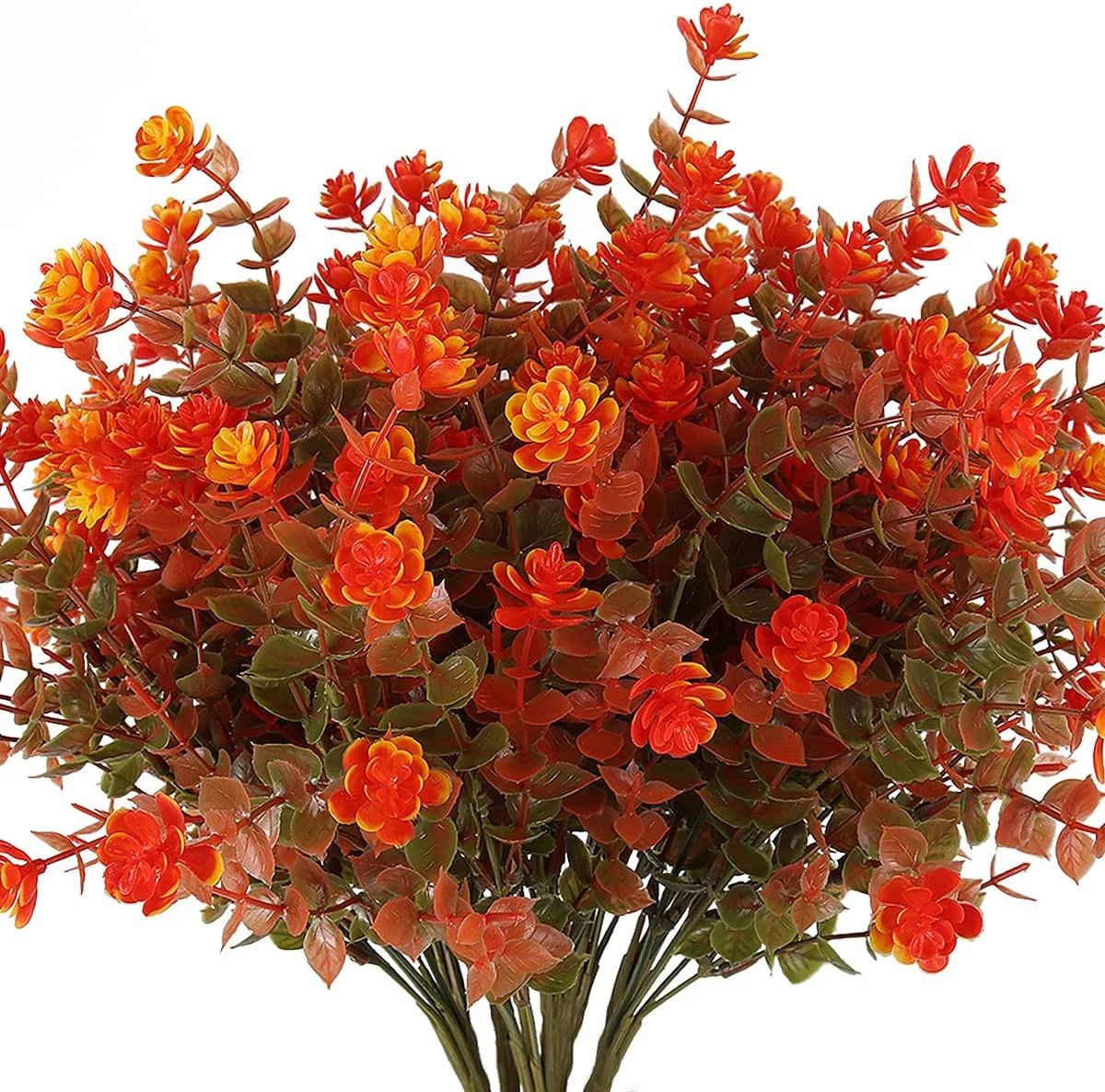 Sinhoon Artificial Flowers Outdoor Fake Flowers，8 Bundles Outside Face Mums Fake Summer Greener... | Walmart (US)