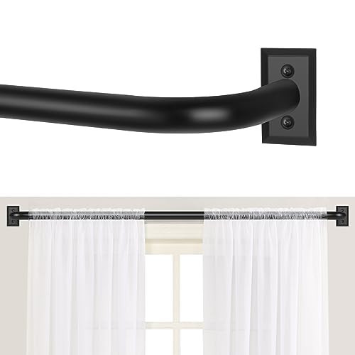 TANGWIN Black Wrap Around Curtain Rods 66 to 120:Blackout Heavy Duty Adjustable Long Window Curtain Rod Room Darkening Modern Industrial Curved French Return Metal Drapery Rod Easy Install Matte Black | Amazon (US)