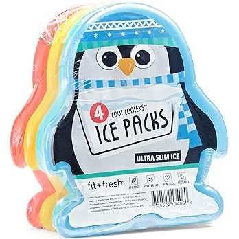 Fit & Fresh, Penguins Cool Coolers Lunch Ice Packs, Set of 4, Multicolored | Amazon (US)