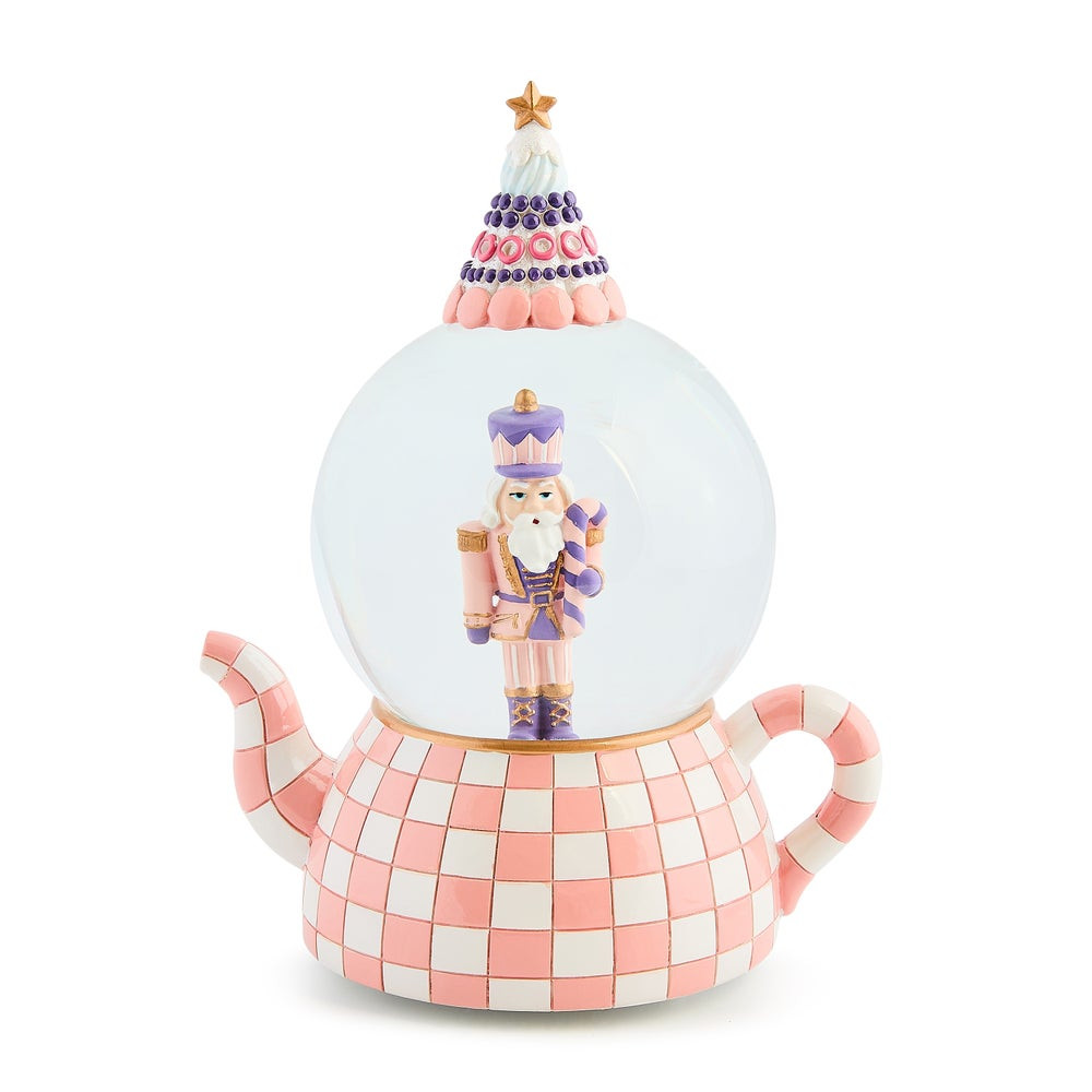 Rosy Check Teapot Snow Globe | MacKenzie-Childs
