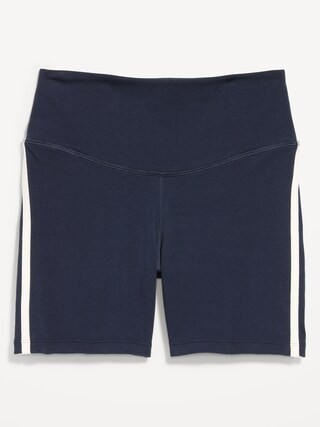 High-Waisted PowerChill Side-Stripe Biker Shorts -- 5-inch inseam | Old Navy (US)