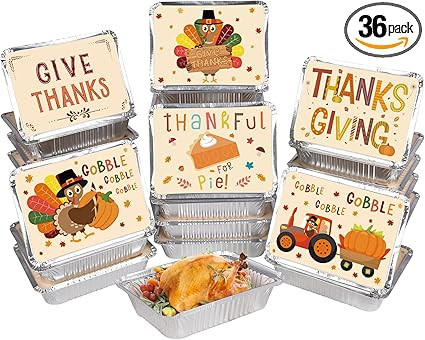 36-Pack Premium Thanksgiving Leftover Containers with Lids - Durable & Leak-Proof, 6.1"W X 8.2"L ... | Amazon (US)