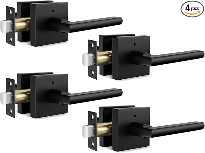 Goldenwarm Black Door Handles Interior, Matte Black Privacy Door Handles, Square Black Door Lever... | Amazon (US)