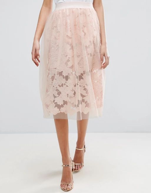 ASOS Lace Prom Skirt with Tulle Overlay | ASOS US