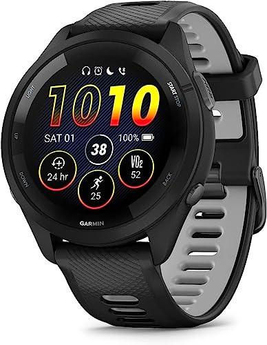 Garmin Forerunner 265 Running Smartwatch, Colorful AMOLED Display, Training Metrics and Recovery Insights, Black and Powder Gray (Renewed) | Amazon (US)