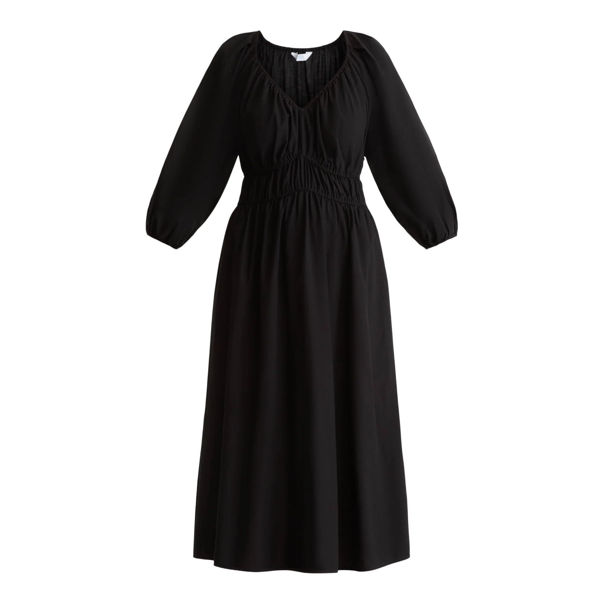 Time And Tru Women's Cinch Waist Midi Dress with Puff Sleeves, Sizes XS-XXXL | Walmart (US)