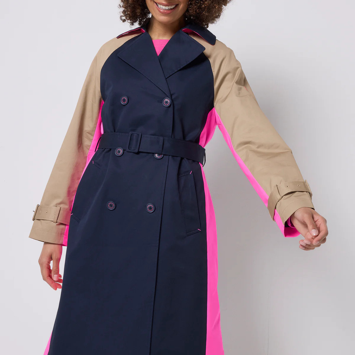 Navy and Stone Colourblock Trench Coat Scamp & Dude | Scamp & Dude
