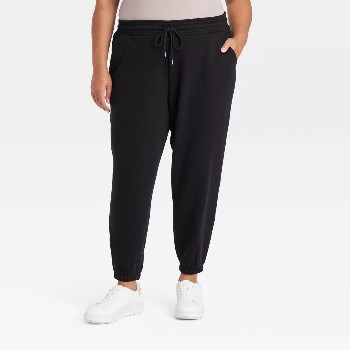 Women's High-Rise Tapered Ankle Fleece Joggers - Ava & Viv™ Black 2X | Target