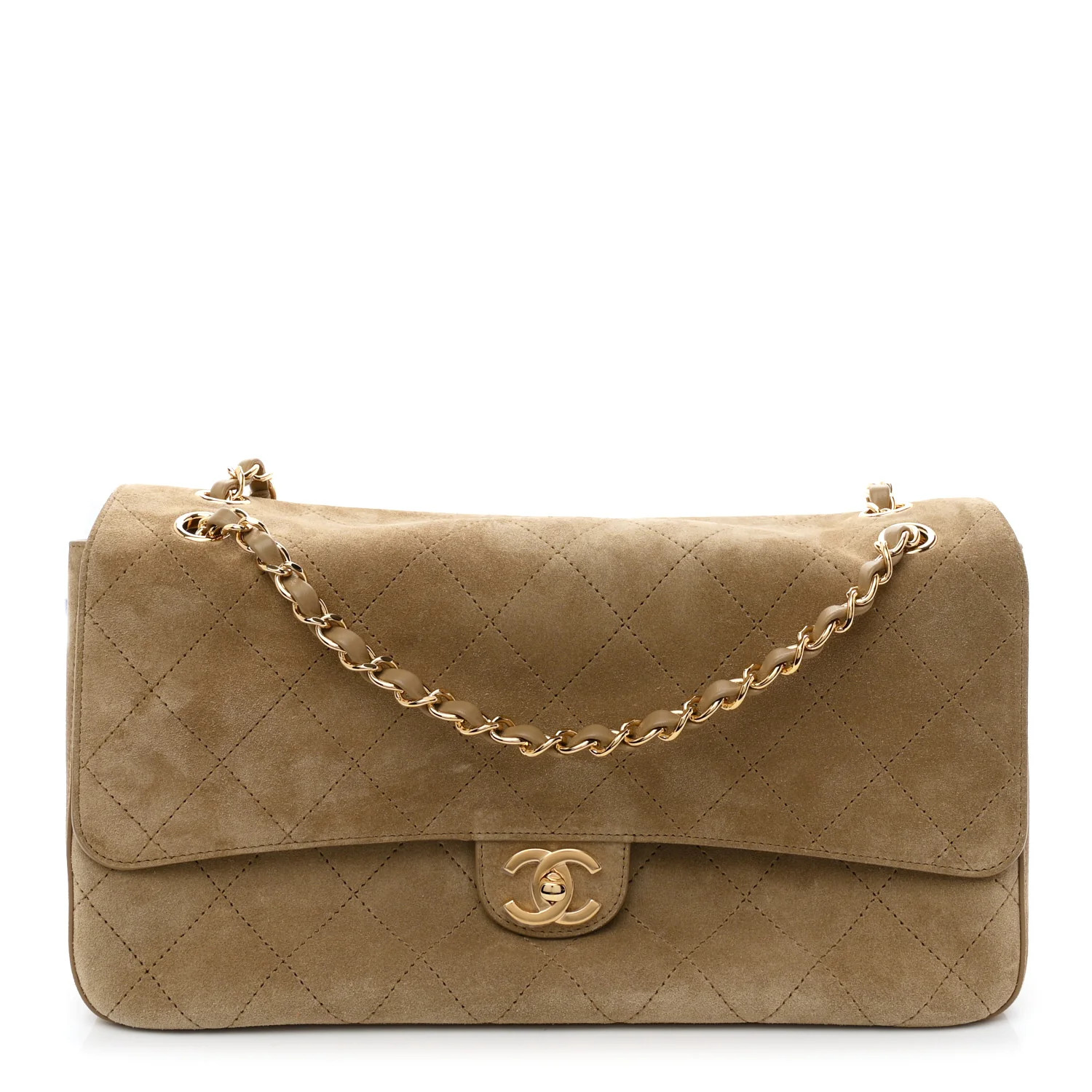 Chanel Suede Calfskin Small Souplissimo Maxi Flap Dark Beige 1911735 | FASHIONPHILE (US)