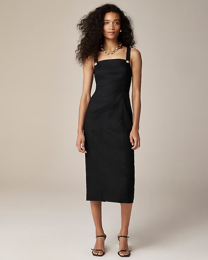 Stretch linen-blend sheath dress | J.Crew US