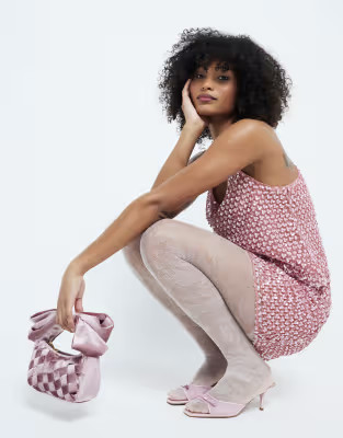 River Island embellished mini skirt co-ord in light pink | ASOS (Global)