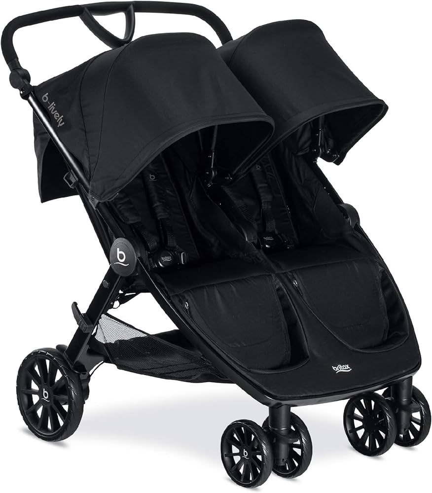 Britax B-Lively Double Stroller, Raven - Quick Self Standing Fold, Adjustable Handlebar, All Whee... | Amazon (US)