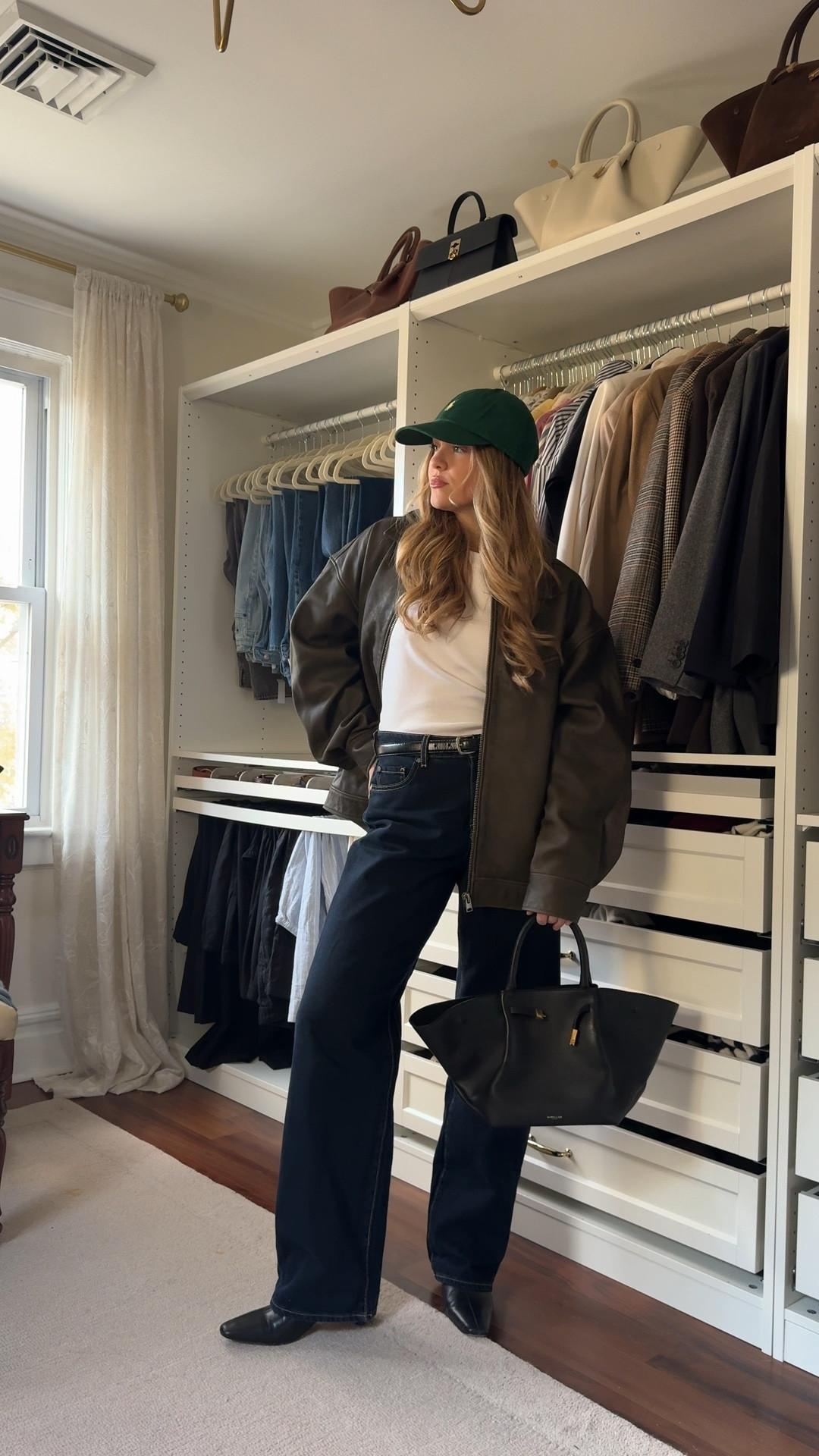 a great fall/winter piece, can’t go wrong with a leather oversized jacket- wearing a large 