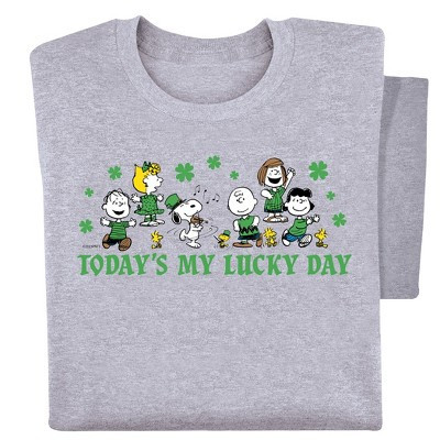Collections Etc Peanuts Today's My Lucky Day St. Patrick's Day T-Shirt Large Sport Grey | Target