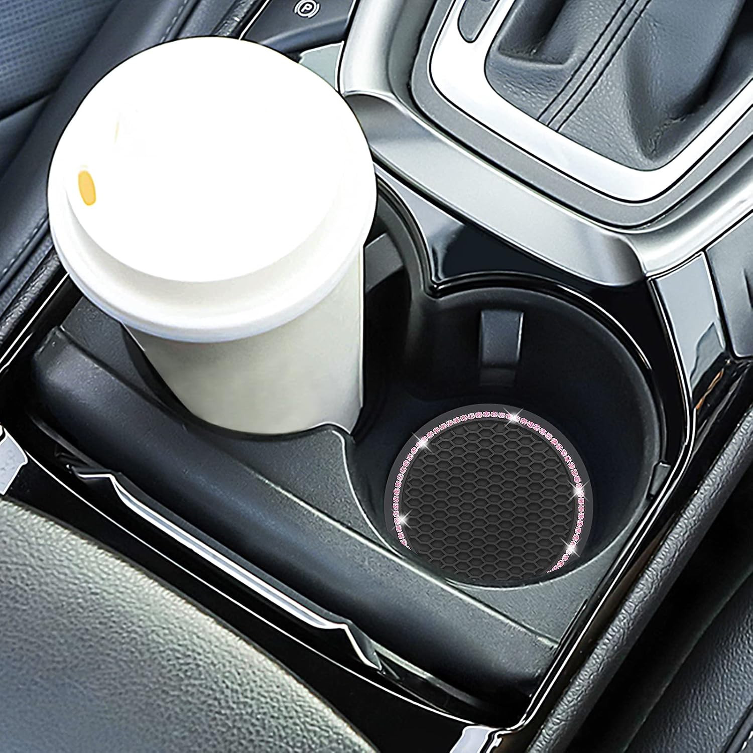 Car Coasters, Senose Bling Car Accessories for Women, Universal 2.75" Anti-Slip Silicone Cup Hold... | Amazon (US)