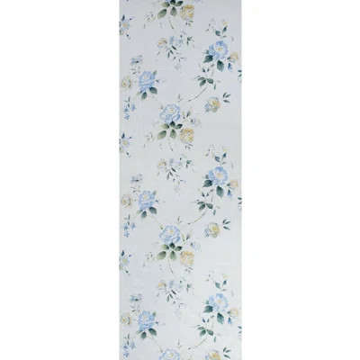 floral Wallpaper rolls blue flowers rustic white cream faux textile 3D | Wayfair North America