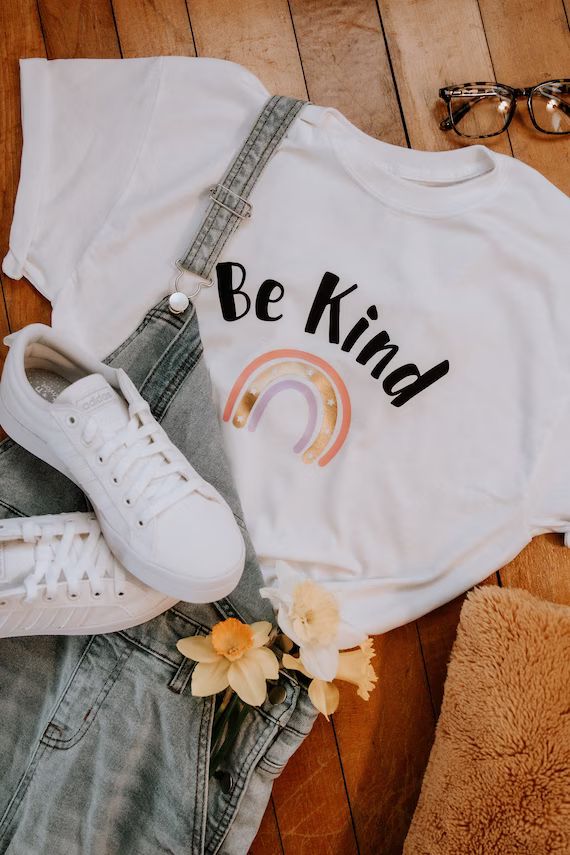 Be Kind T-Shirt, Boho Rainbow | Etsy (US)