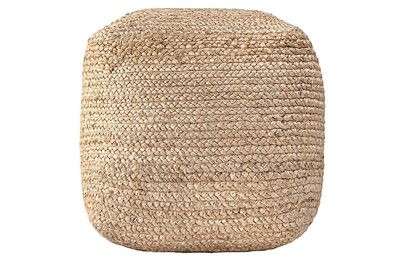 Braided Jute Pouf, Beige | One Kings Lane
