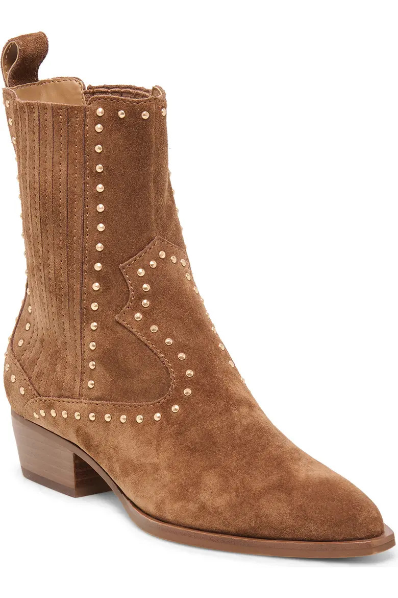 Dolce Vita Thomas Stud Leather Bootie in Black Cherry Leather at Nordstrom, Size 8.5 | Nordstrom