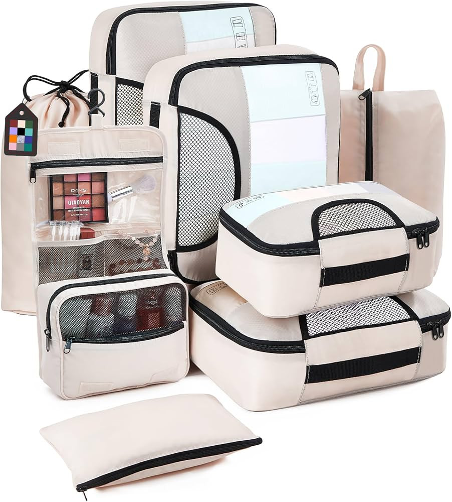Veken 8 Set Packing Cubes for Suitcases, Luggage Organizer Bags Set for Carry on, Travel Gifts fo... | Amazon (US)