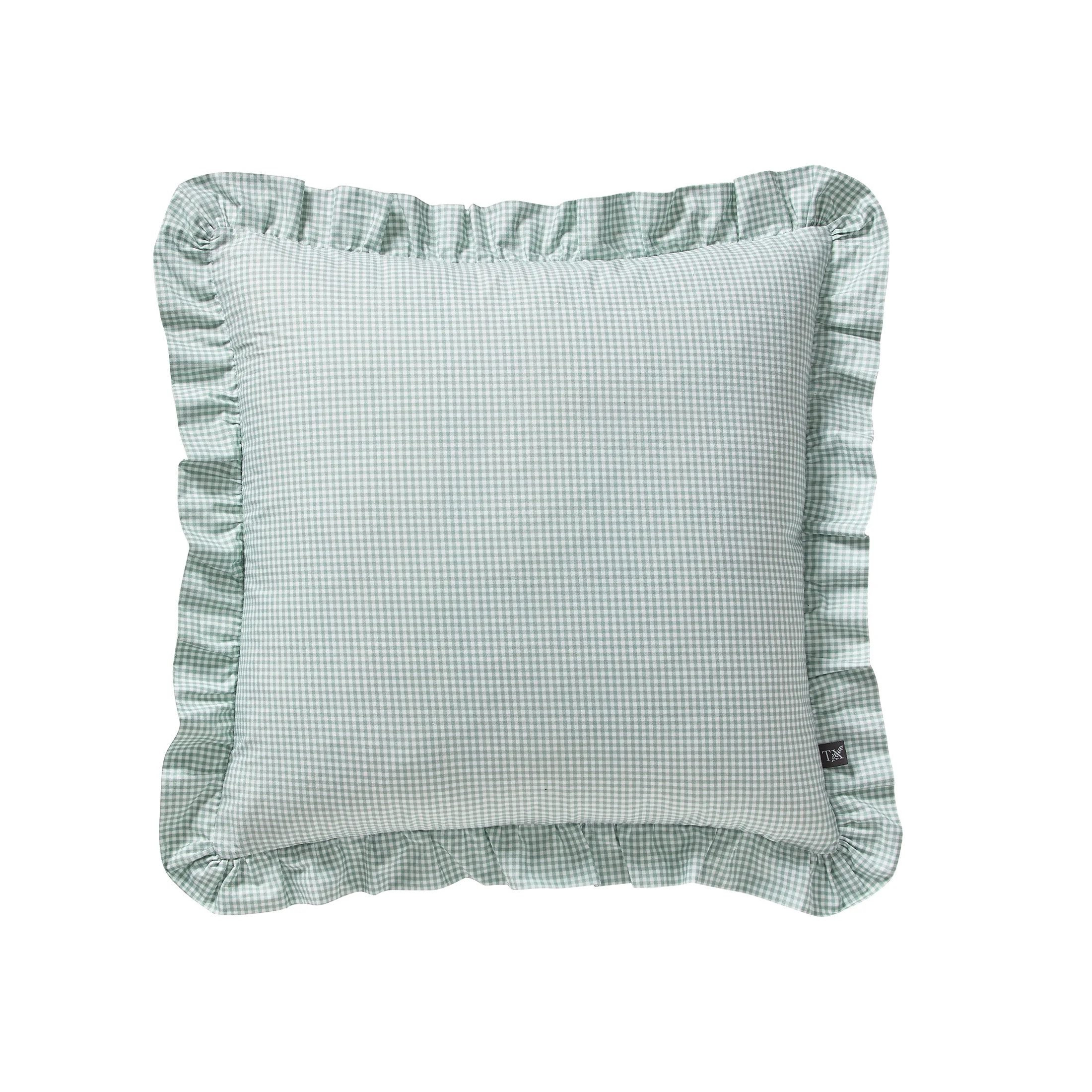 My Texas House 20" x 20" Green Micro Gingham Ruffle Decorative Pillow Cover | Walmart (US)