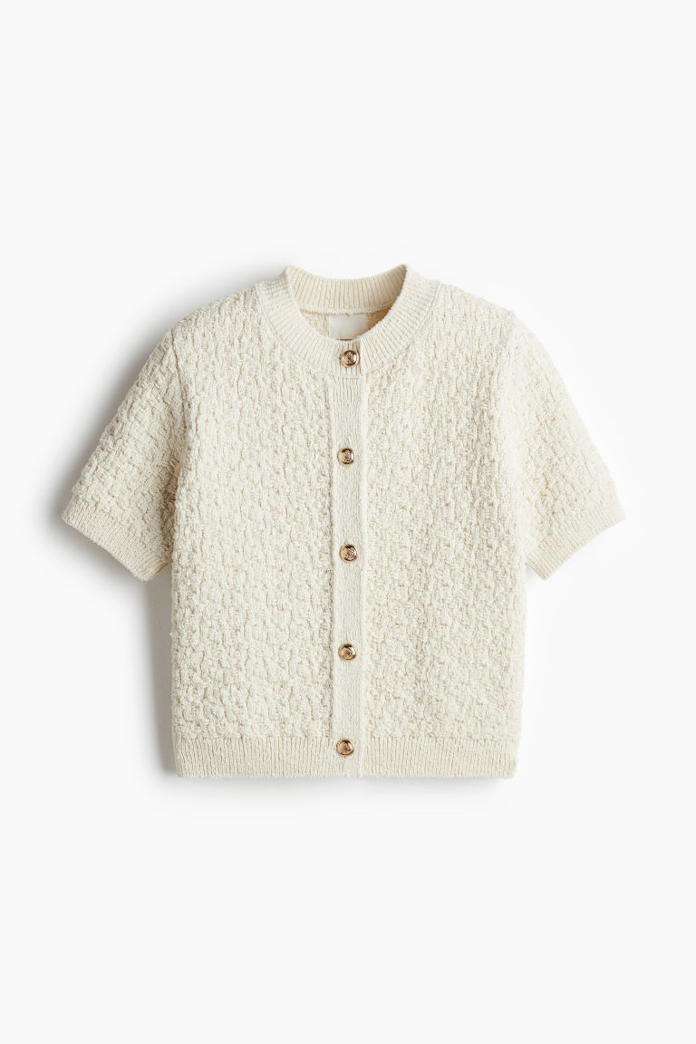 Cardigan in Strukturstrick - Cremefarben - Ladies | H&M DE | H&M (DE, AT, CH, NL, FI)