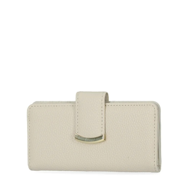Time and Tru Women's Alexandra Slim Wallet Vinyl Solid Cream | Walmart (US)
