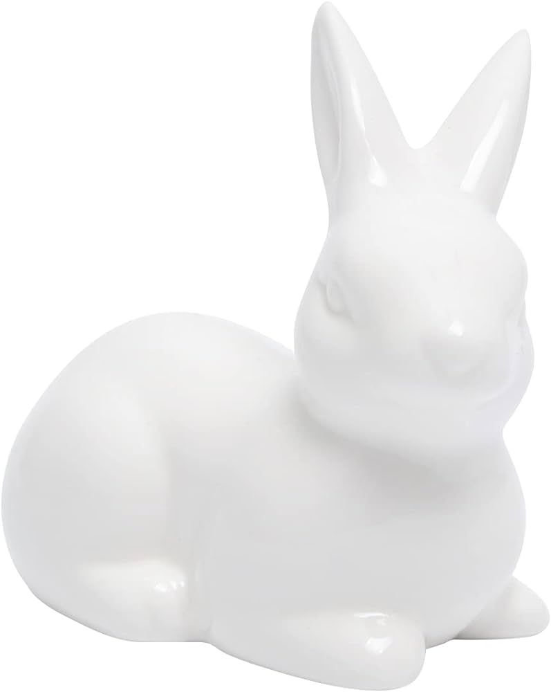 Ceramic Bunny Rabbits Figurine,Christmas Bunny Statue Easter Decorations Bunny for Art Home Decor... | Amazon (US)