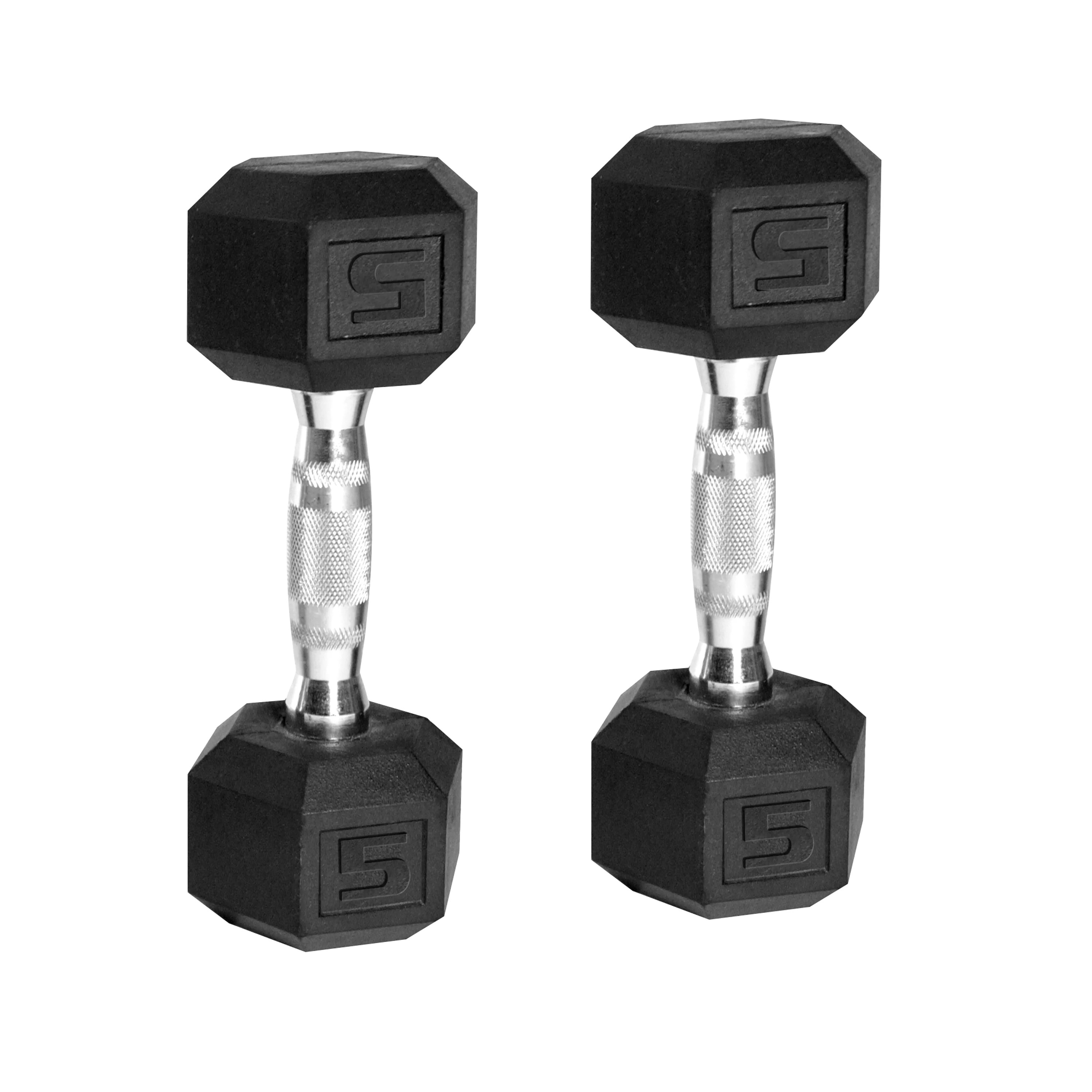 CAP Barbell, 5lb Coated Rubber Hex Dumbbell, Pair | Walmart (US)
