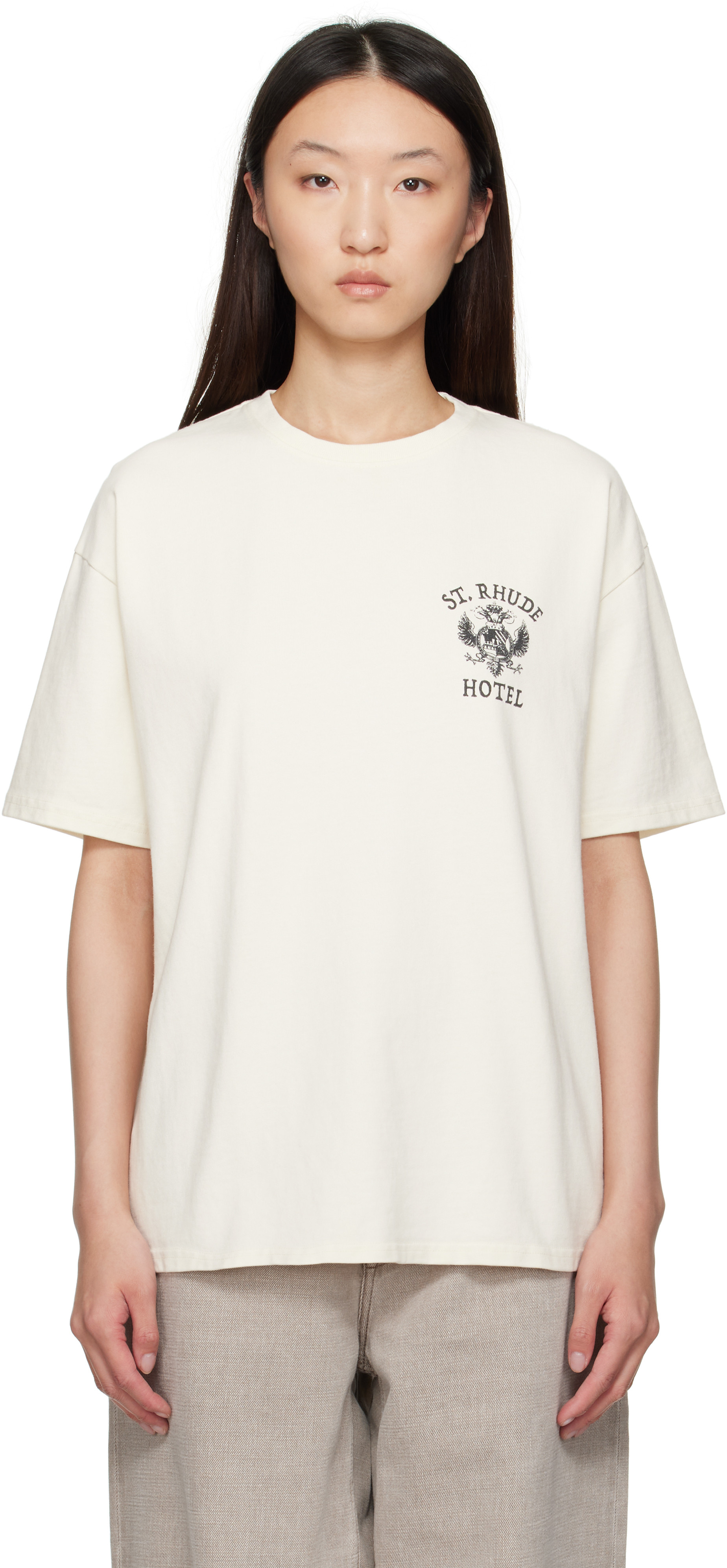Rhude Off-White 'St. Rhude' Seal T-shirt | SSENSE