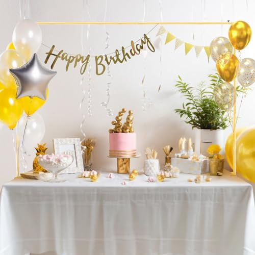 GILPWA 2Pcs Over The Table Rod Stand with Clamps 29''-54'' Tall 37"-124" Length Adjustable Table Arch Stand Metal Balloon Frame Hanging for Wedding Birthday Party Halloween Christmas Decoration Gold | Amazon (US)