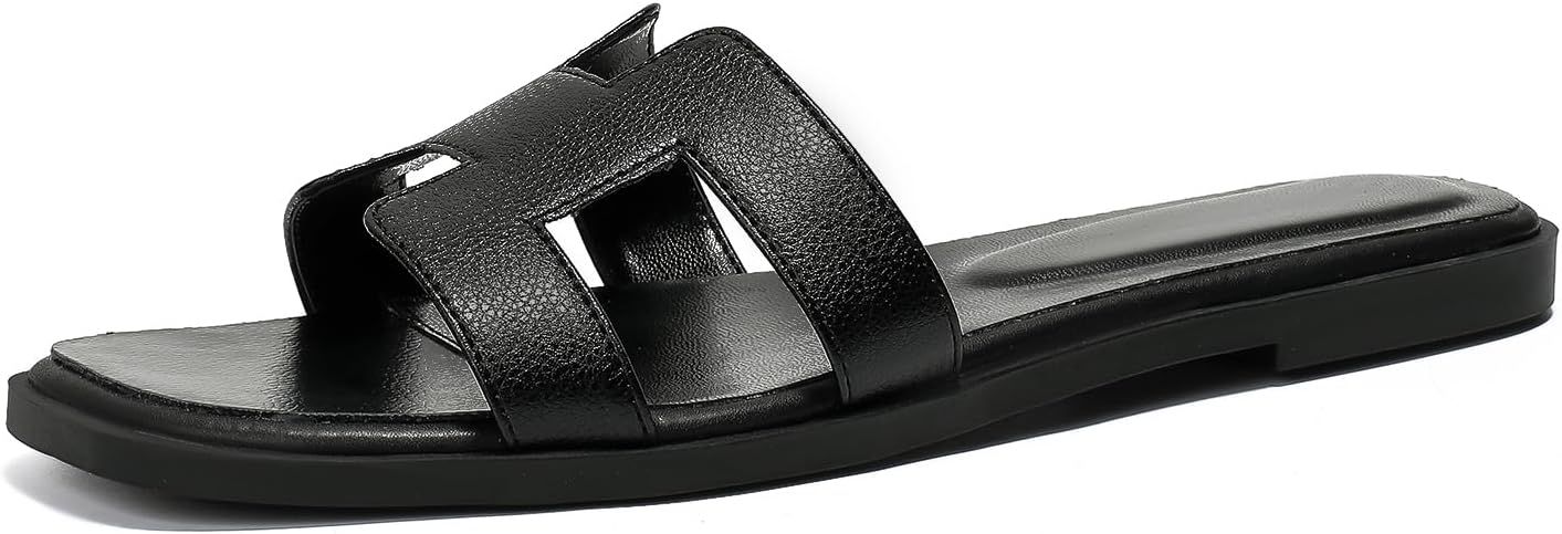 Stratuxx Kaze Womens Flat Sandals Flat Slide Sandals Metallic Flats Sandals | Amazon (US)