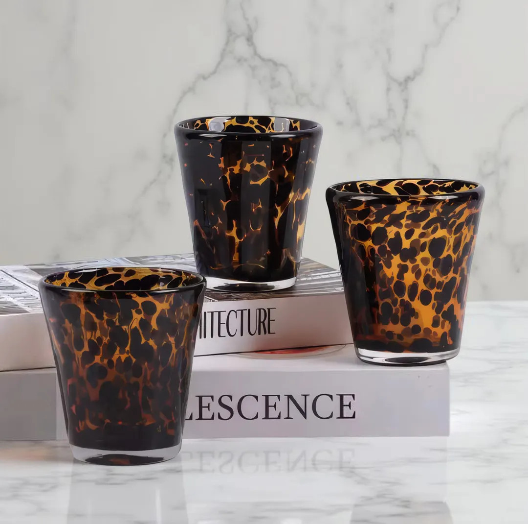 Tortoiseshell Glass Tumblers – 201ml Vintage Style Drinking Glasses, Leopard Print Cups for Hom... | Etsy (US)