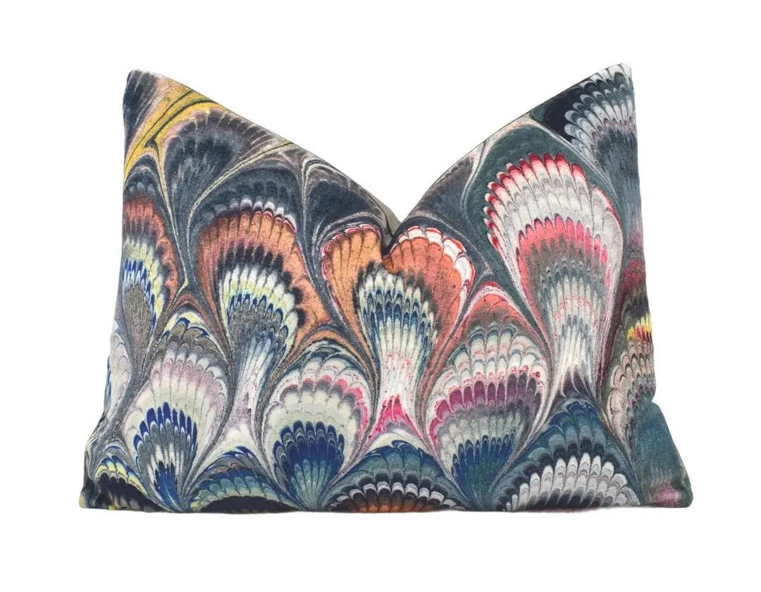 Beata Heuman - Marbleized Velvet - Marvellous Sumptuous Unique Marbled Designer Cushion Cover - H... | Etsy (US)