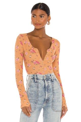 Free People Dylan Thermal Printed Bodysuit in Tan Combo from Revolve.com | Revolve Clothing (Global)