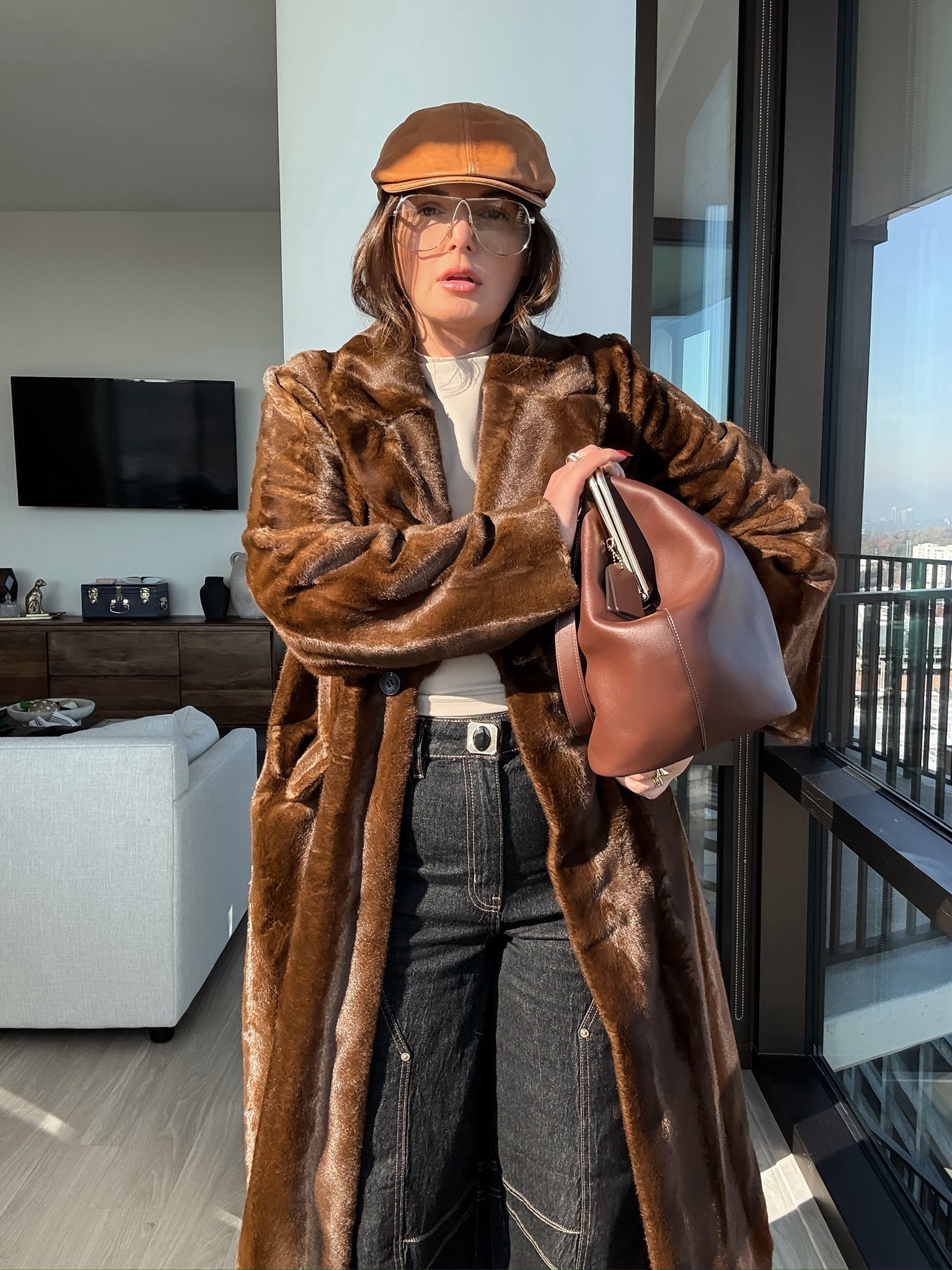 Faux fur coat
Barrel jeans
Winter outfit 

#LTKSeasonal