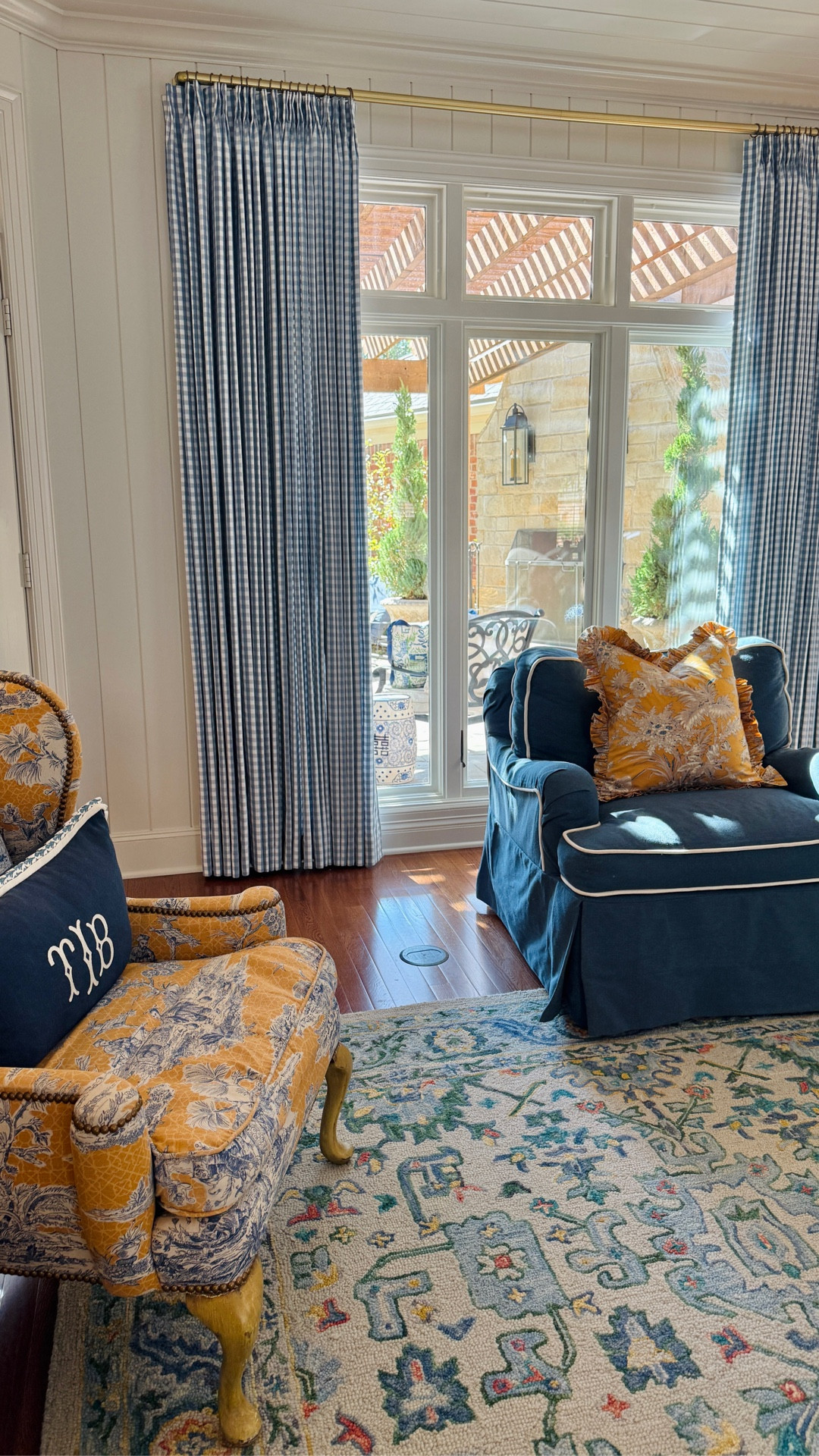 I found the perfect drapes to go with my vintage chairs! There is nothing I love more than a gingham drape and these from Twopages curtains deliver. They’re beautifully tailored, pleated, lined, and custom made and delivered in around two weeks. I don’t know how TwoPages did it but I’m glad they did! 

As an interior designer I’ve installed a lot of drapes in my day and these are gorgeous custom drapes (not a custom price though!). I was so impressed with the beautiful workmanship and fast service. Use code GRACEHARRISCO to get a 22% off discount! 

Here are the details on the TwoPages drapes I ordered:
• pinch pleat top
• 75% room darkening lining
• memory shaped (this just means they’re folded to hold the pleats and is a more formal look)
• 100” finished width per panel. This is a custom option that isn’t listed on the website, just tap the chat icon and request a custom quote for this width. 

I’m also super excited about the brass French return rod I found on Amazon. It’s sturdy and a large enough diameter for bigger windows. 

#windowtreatments #frenchcountry #livingroomdecor #traditionalhome

#LTKSaleAlert #LTKHome