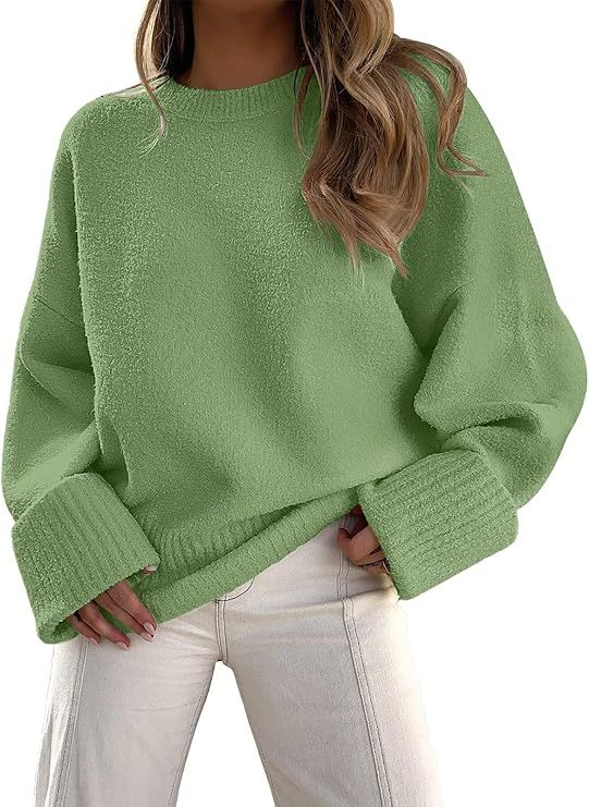 LILLUSORY Women's Oversized Sweaters Fuzzy Chunky Warm Pullover Sweater | Amazon (US)