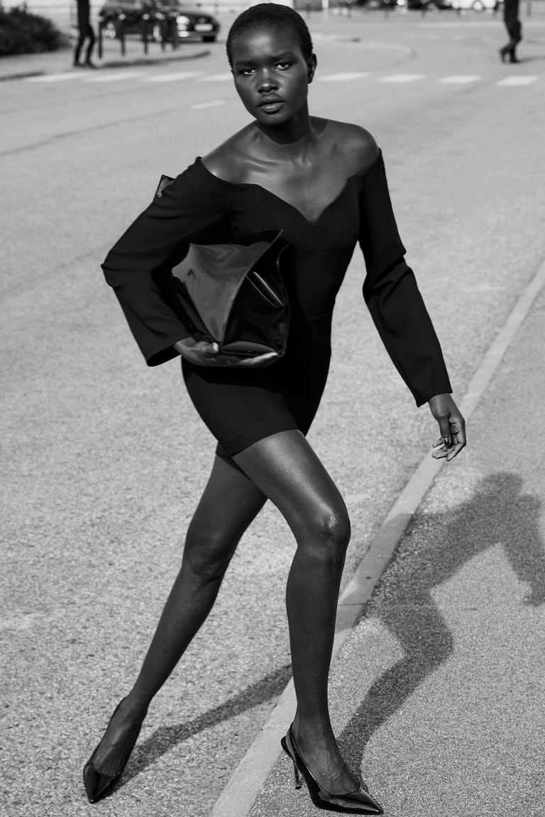 Off-the-shoulder Dress - Black - Ladies | H&M US | H&M (US + CA)