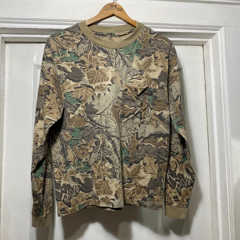 Vintage Camo Long Sleeved Pocket Tee Single Stitch - Etsy | Etsy (US)
