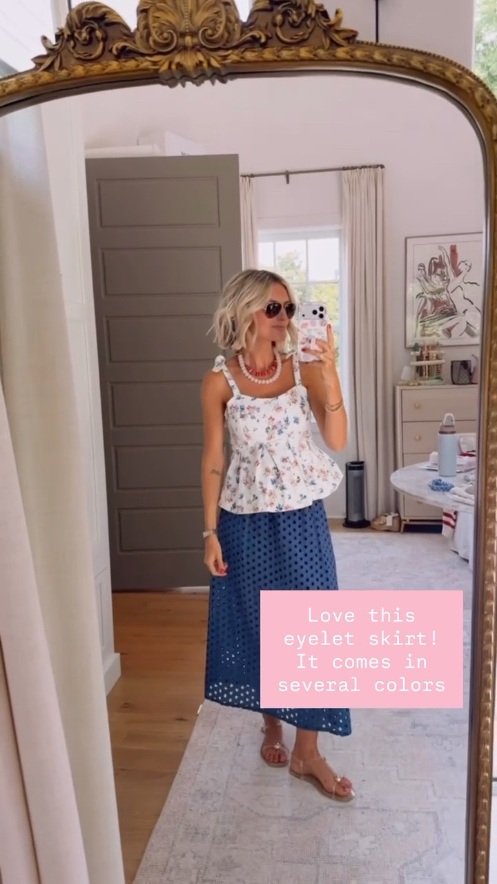 The eyelet detail on this Amazon skirt is so perfect for summer! Gives me all the beach vibes. Wearing S skirt and XS top. 

Loverly grey, Walmart fashion finds, jelly sandals, how to style navy midi skirt, affordable fashion finds, Amazon prime deals women’s

#LTKSeasonal #LTKSaleAlert