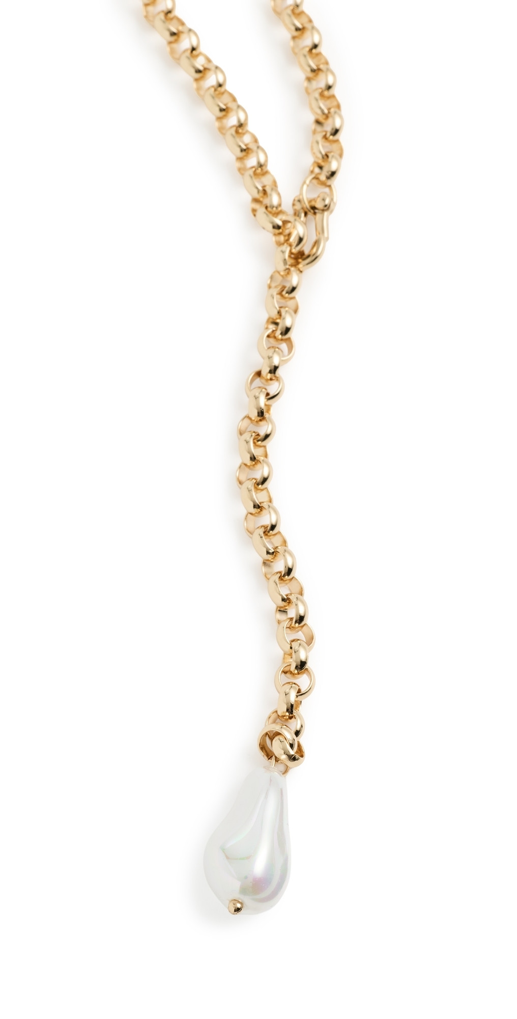 BaubleBar Teagan Pearl Lariat Necklace Pearl/Gold One Size | Shopbop