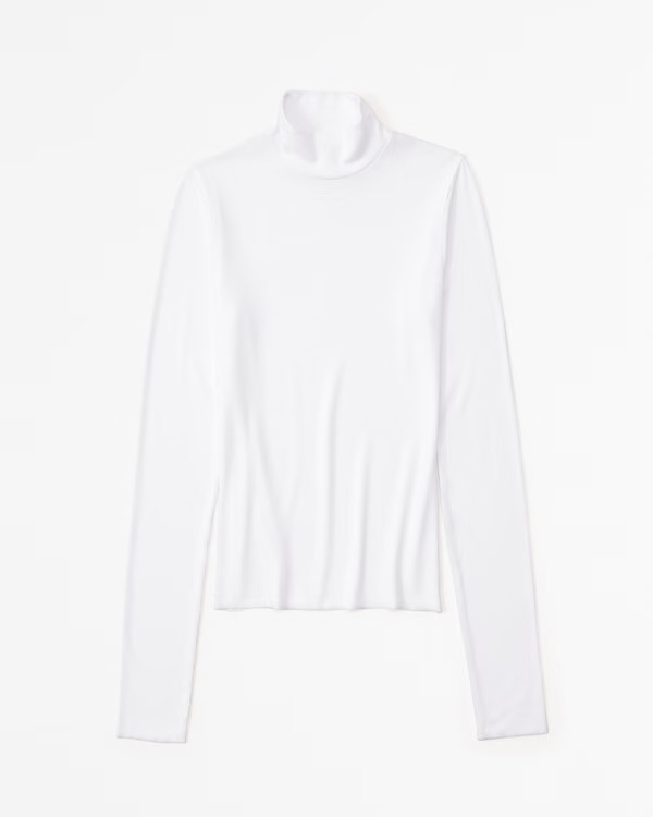 Long-Sleeve Featherweight Rib Tuckable Mockneck Top | Abercrombie & Fitch (US)