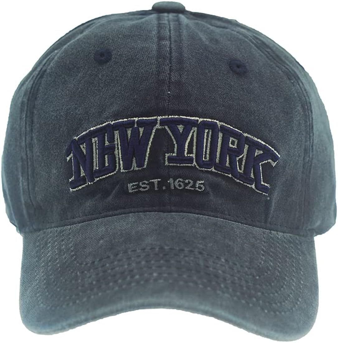 LONGTEN Vintage Baseball Cap 100% Cotton Sun Hat Washed Denim Trucker Cap Embroidery New York for... | Amazon (CA)