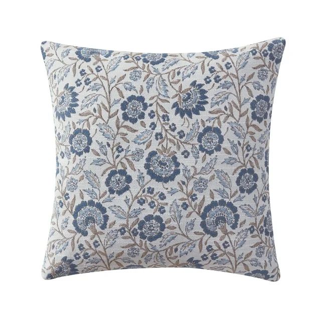 My Texas House 20" x 20" Blue Bel Jacquard Floral Decorative Pillow Cover | Walmart (US)